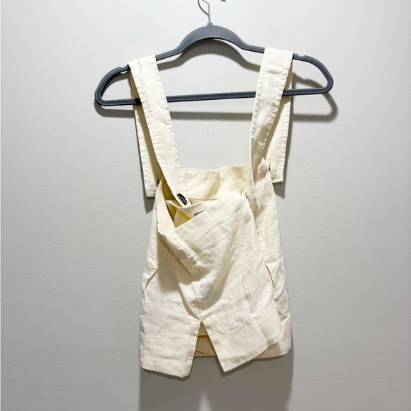 Everlane NEW Women's Off-White Apron Linen Tank Top Crisscross Back Size 6 - Picture 4 of 8